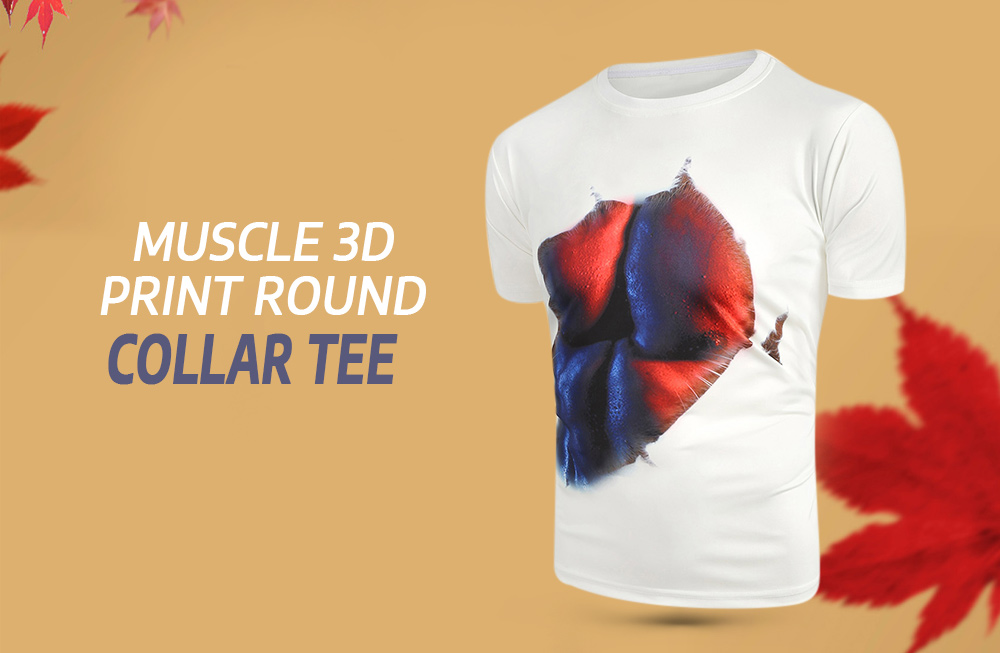 Muscle 3D Print Round Collar Tee