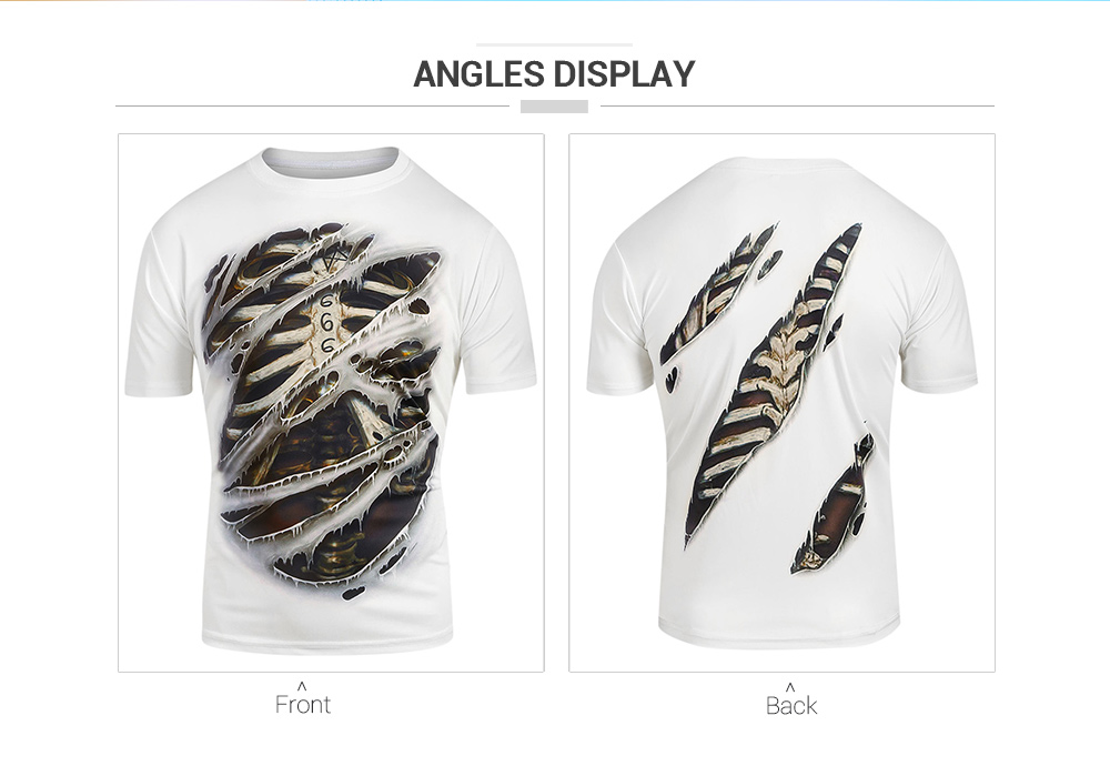 Skeleton 3D Print Short Sleeves Tee