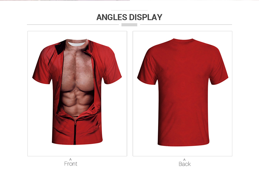 3D Muscle Jacket Print Funny Short Sleeve T-shirt