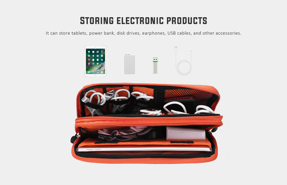 Portable Double Layers Electronics Accessories Gear Cable Organizer Travel Bag