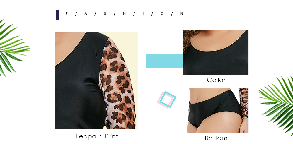 Plus Size Leopard Mesh Swimsuit