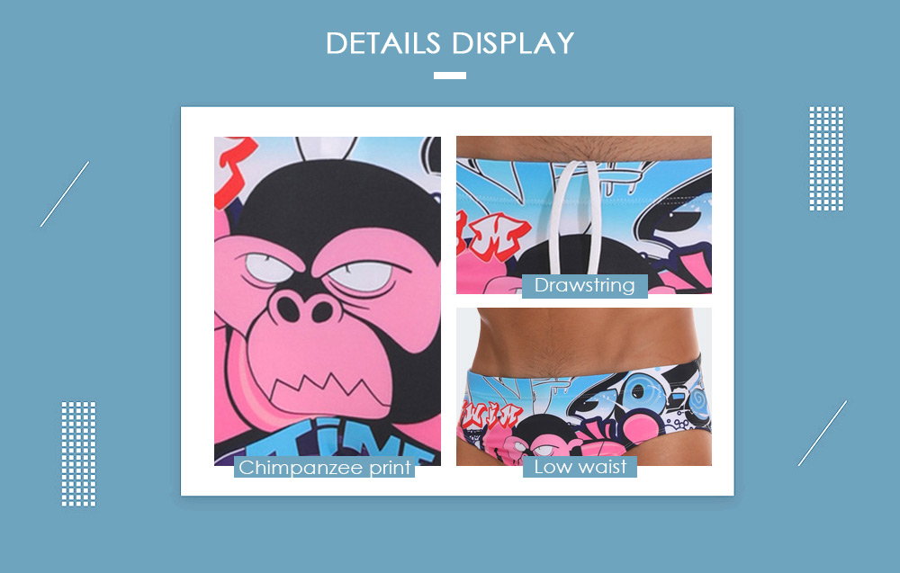 Low Waist Chimpanzee Print Swimming Briefs