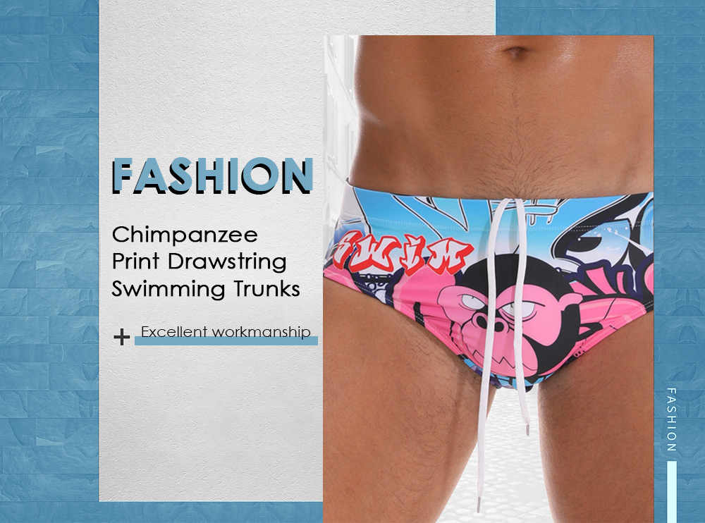 Low Waist Chimpanzee Print Swimming Briefs