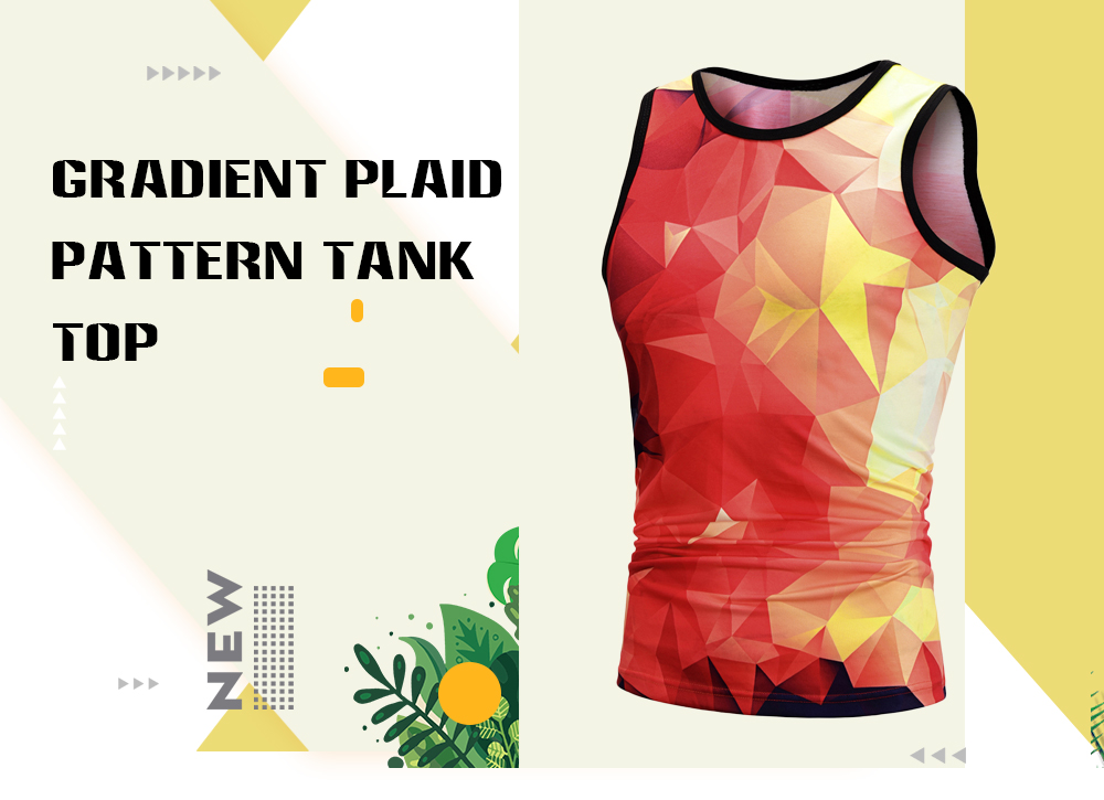 Gradient Plaid Pattern Tank Top