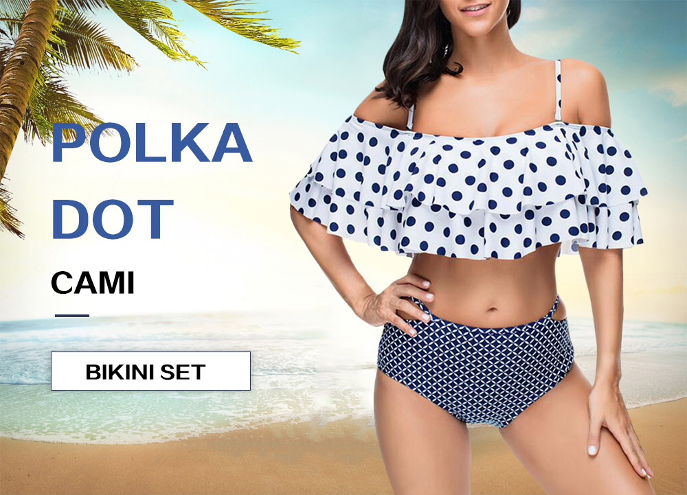 Cut Out Polka Dot Cami Bikini Set