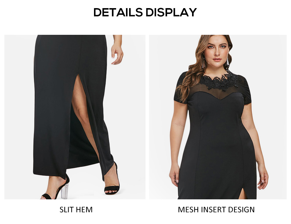 Plus Size Slit Casual Floor Length Dress