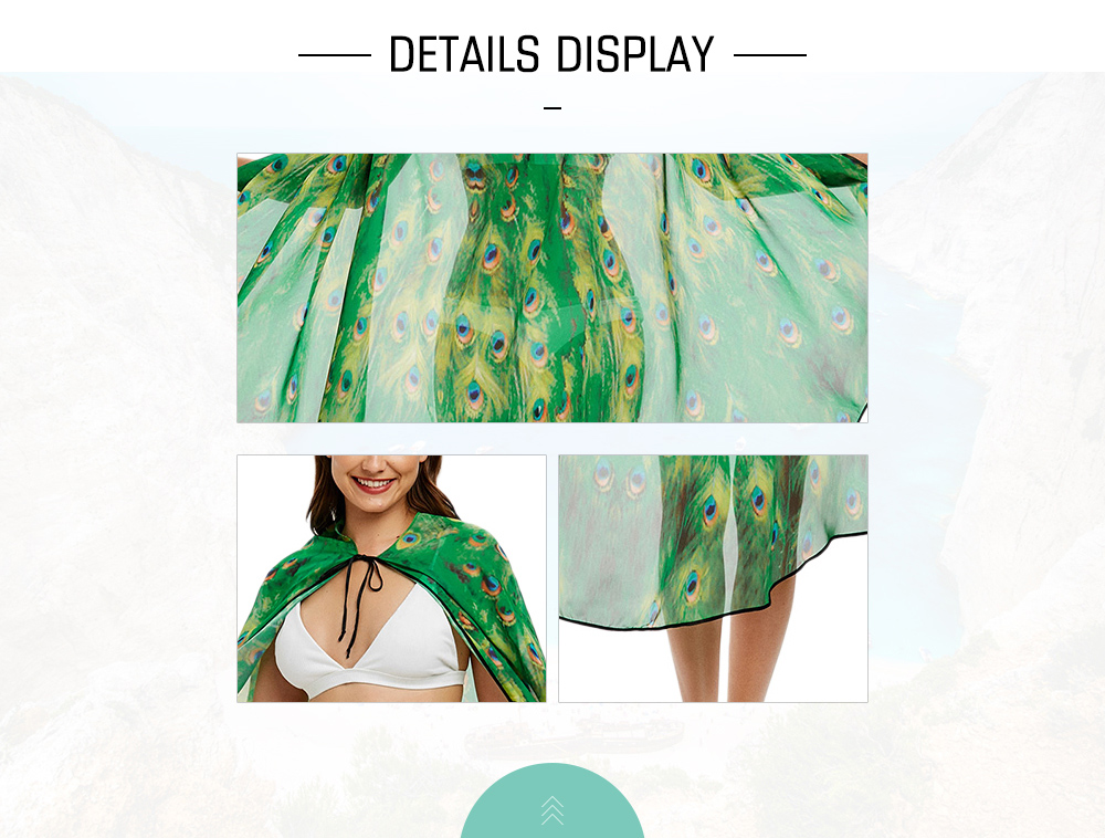 Peacock Print Cloak Cover Up Top