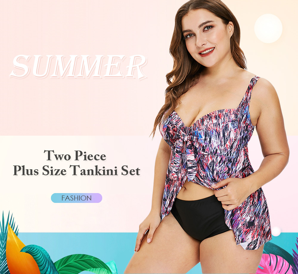 Two Piece Halter Neck Plus Size Tankini Set