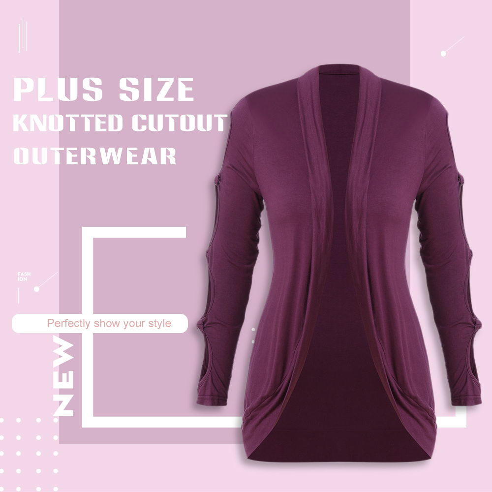 Plus Size Cutout Sleeve Outerwear