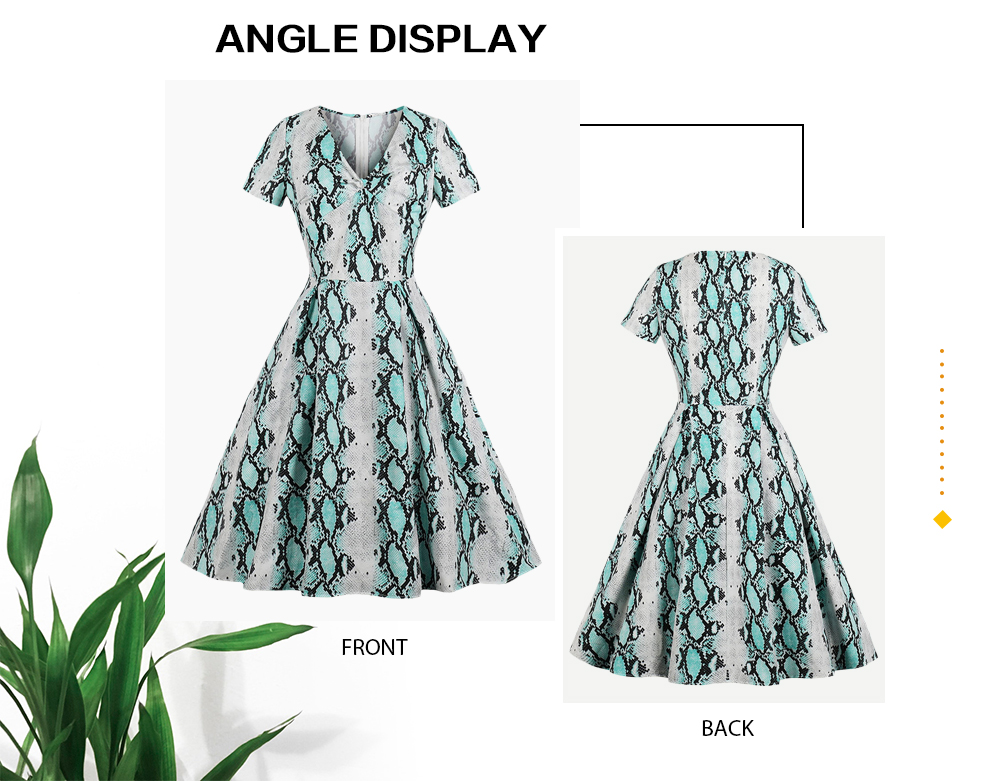 Vintage Snakeskin Print Fit and Flare Dress