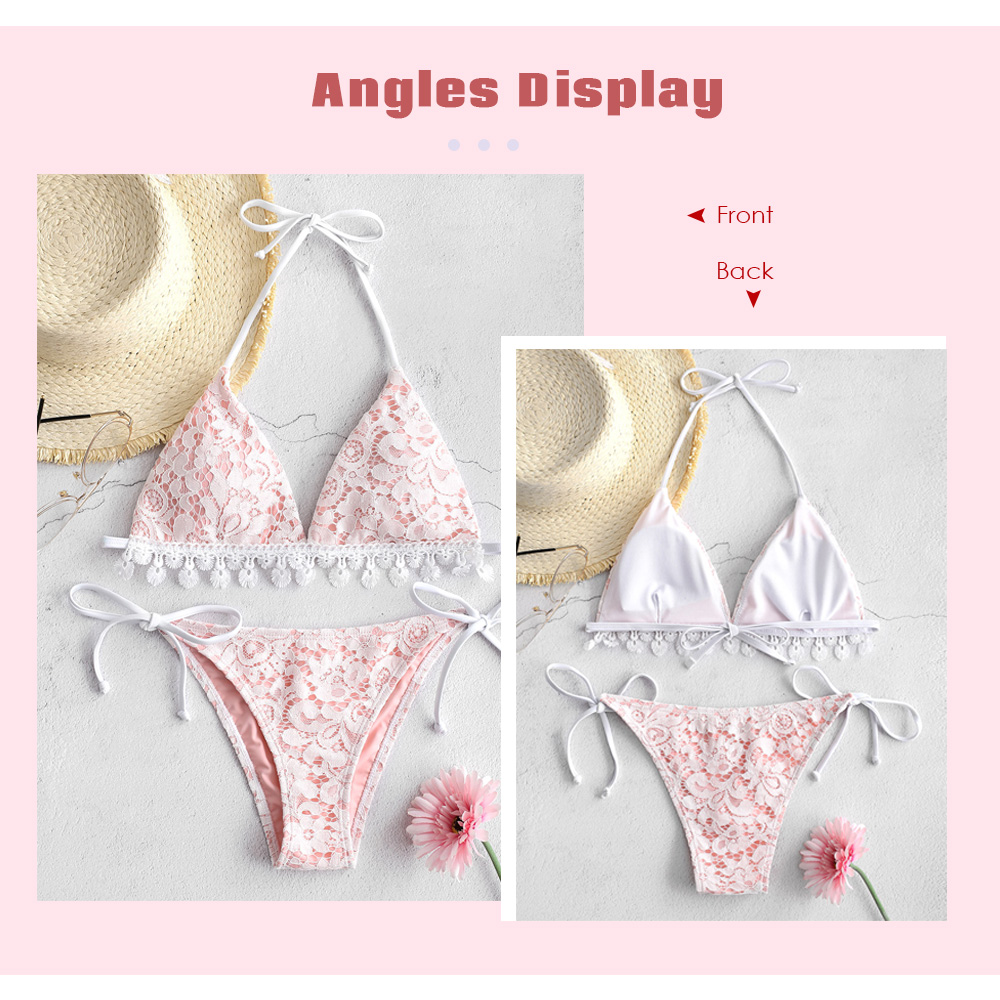 Halter Lace High Cut String Bikini Set