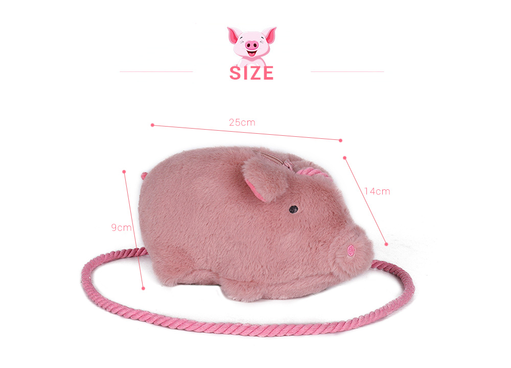 Guapabien Cute Cartoon Girlish Plush Pig Crossbody Women Bag