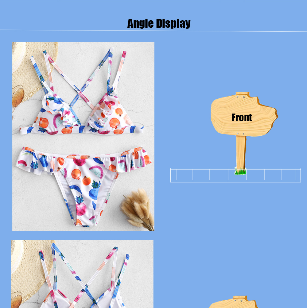 Fruit Print Flounced Bikini Set