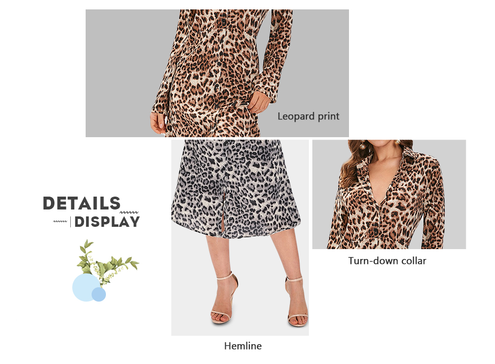 Button Up Long Sleeve Leopard Print Dress