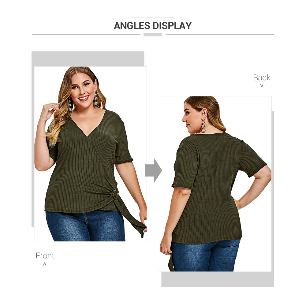 Knit Wrap Knotted Plus Size Tee