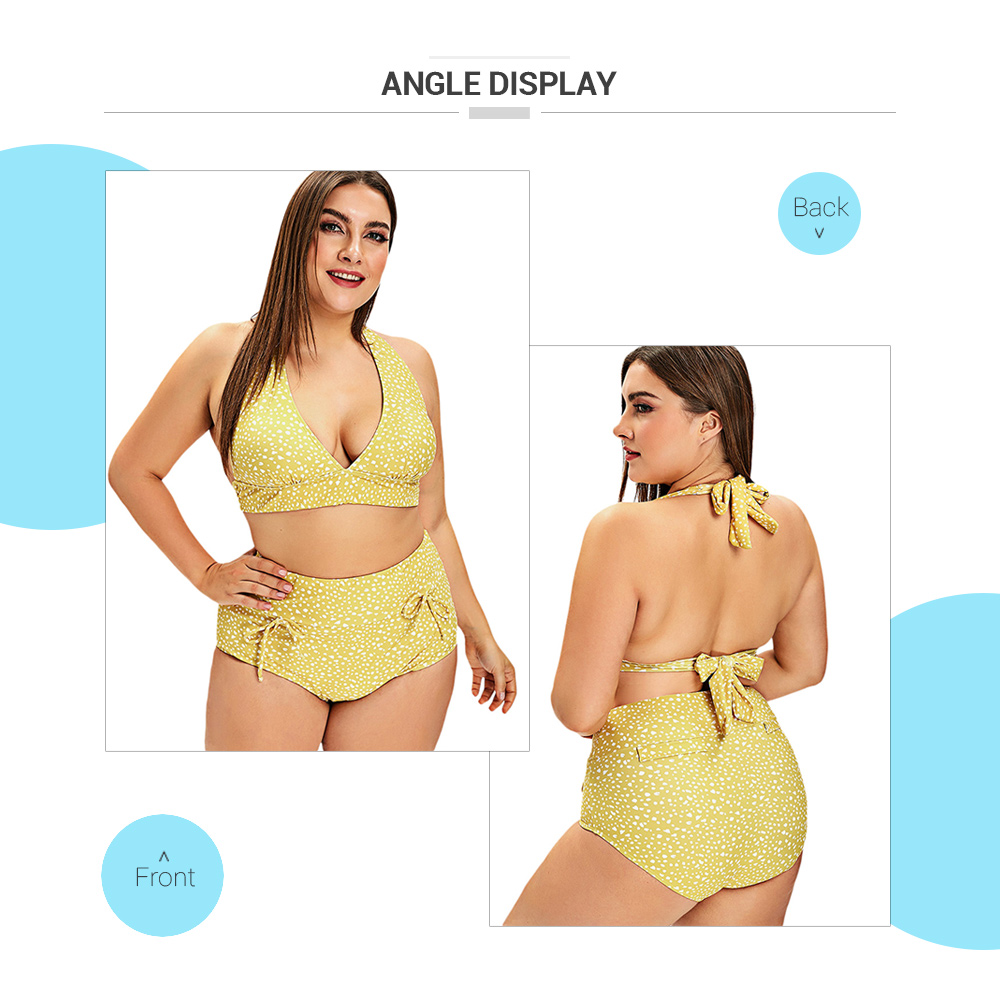 Plus Size High Rise Dot Print Bikini Set