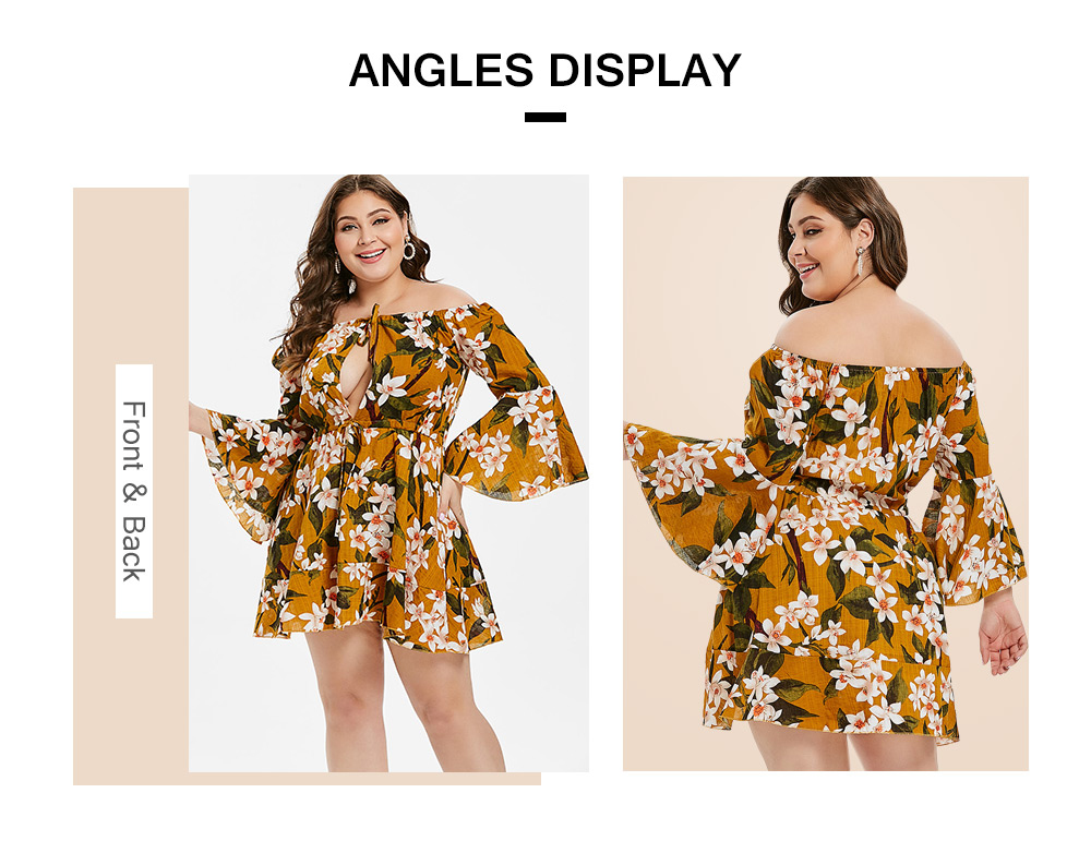 Plus Size Floral Off Shoulder Mini Dress