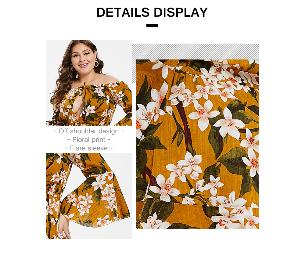 Plus Size Floral Off Shoulder Mini Dress