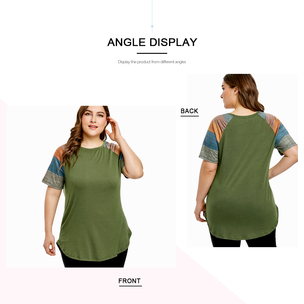 Color Block Raglan Sleeve Plus Size T-shirt