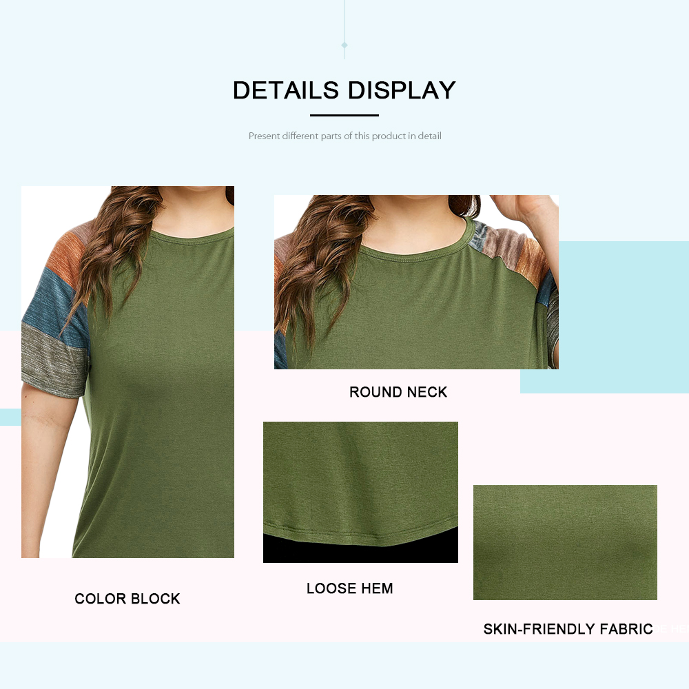 Color Block Raglan Sleeve Plus Size T-shirt