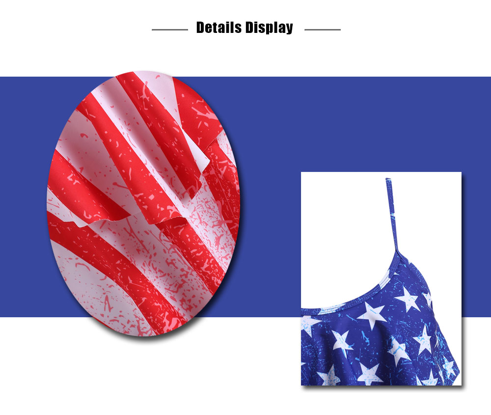 American Flag Print Ruffled Tankini Set