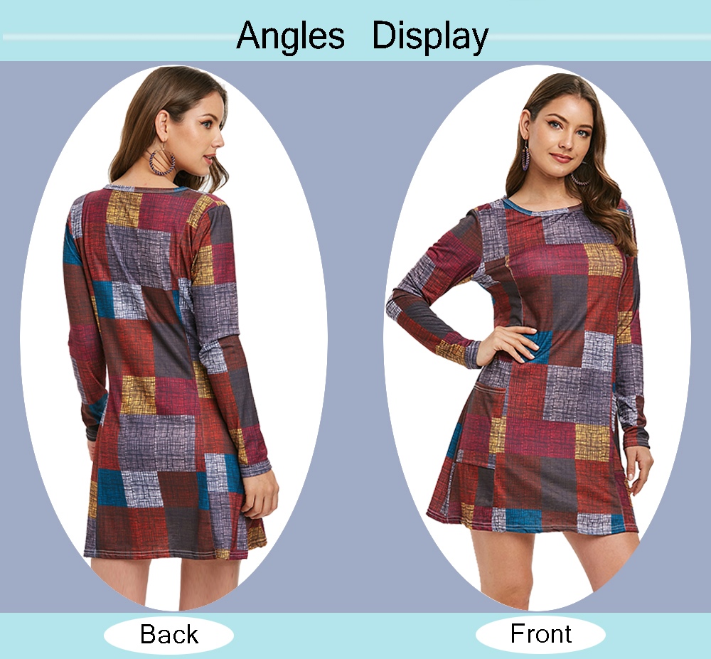 Long Sleeve Mini Plaid Dress