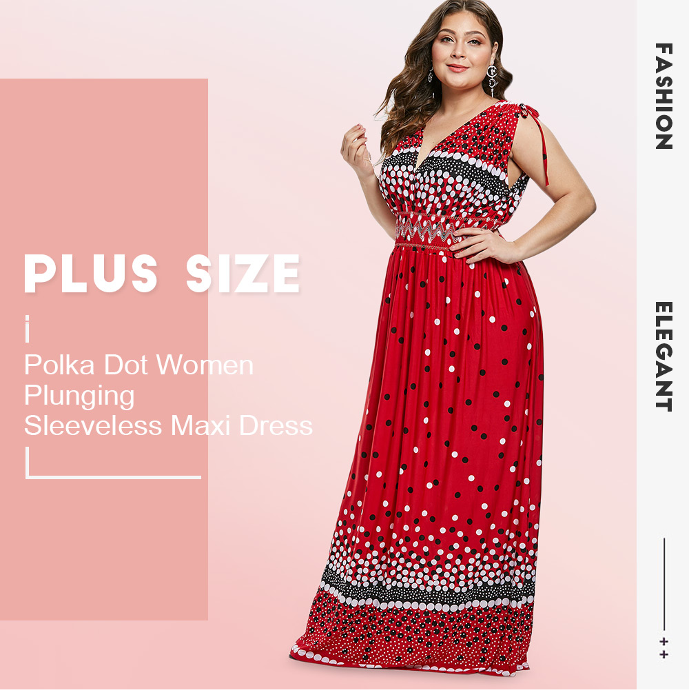 Plus Size Polka Dot Smocked Dress