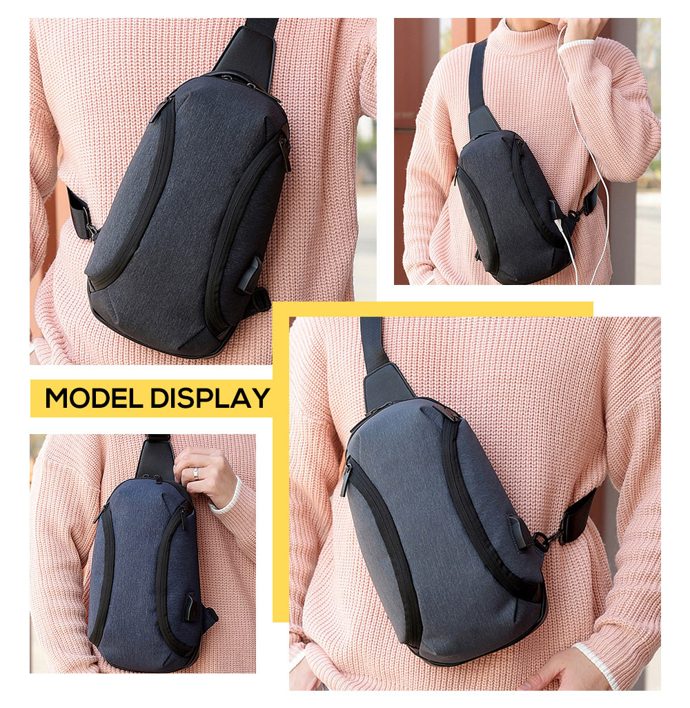 Guapabien USB Charger Sports Single Shoulder Chest Crossbody Men Bag