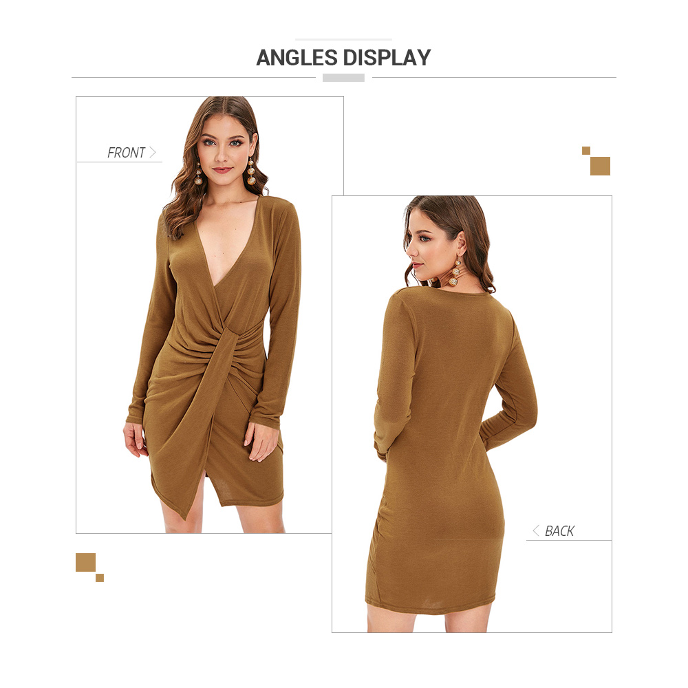 Knit Wrap Long Sleeve Bodycon Dress