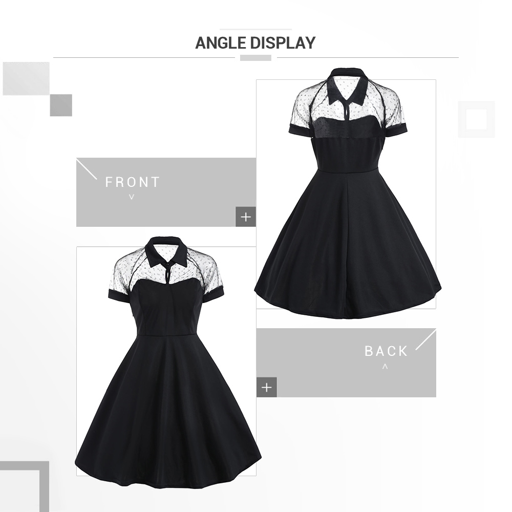 Mesh Panel Vintage Swing Dress