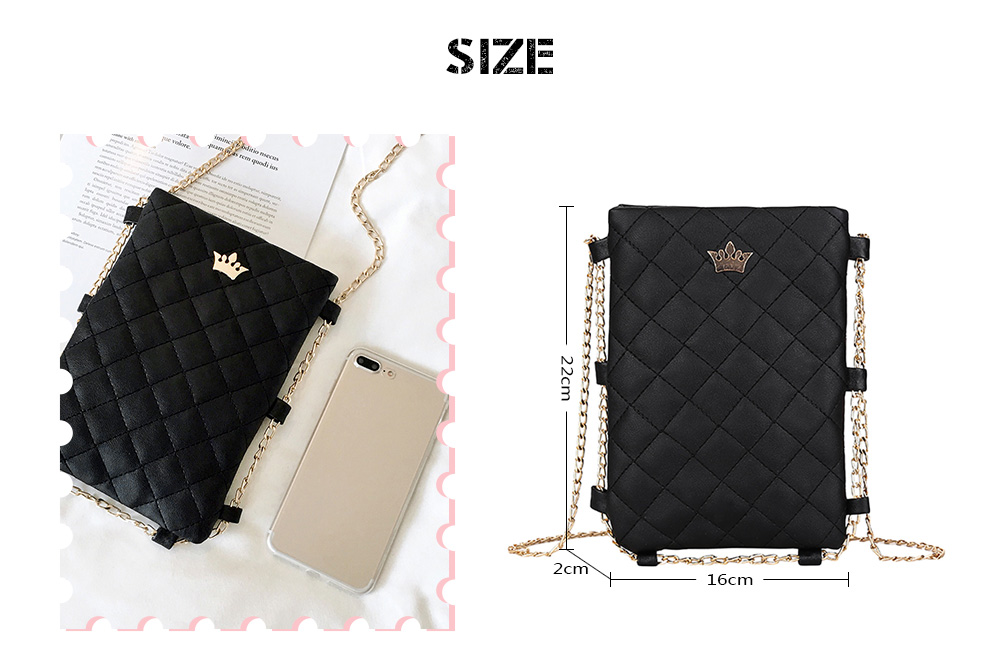 Guapabien Crown PU Leather Diamond Pattern Chain Ladies Crossbody Bag