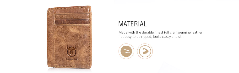 BULLCAPTAIN Stylish Slim Genuine Leather Card Holder for Men