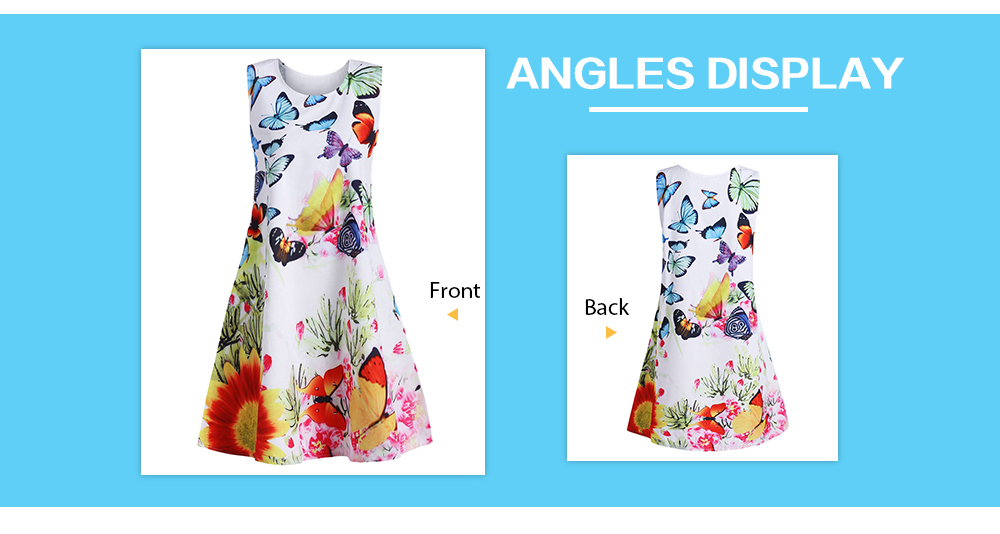 Mini Butterfly Print Sleeveless Dress