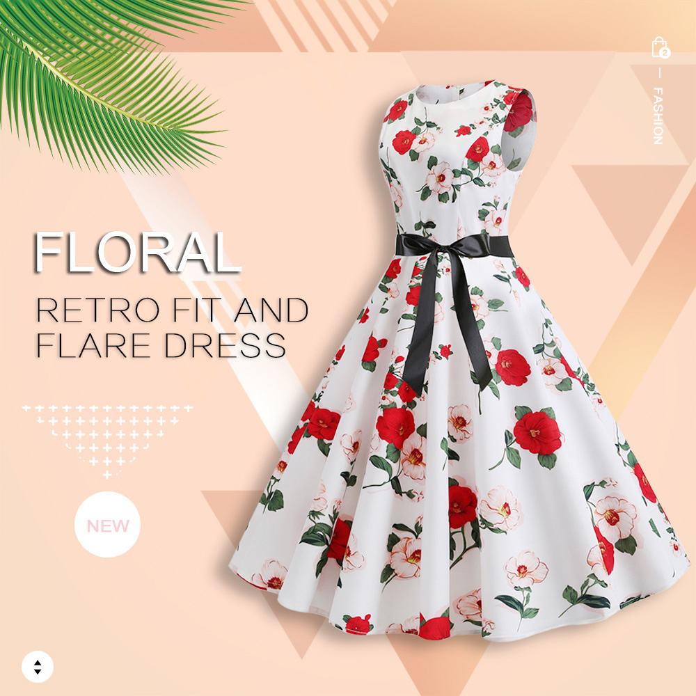 Floral Retro Fit and Flare Dress