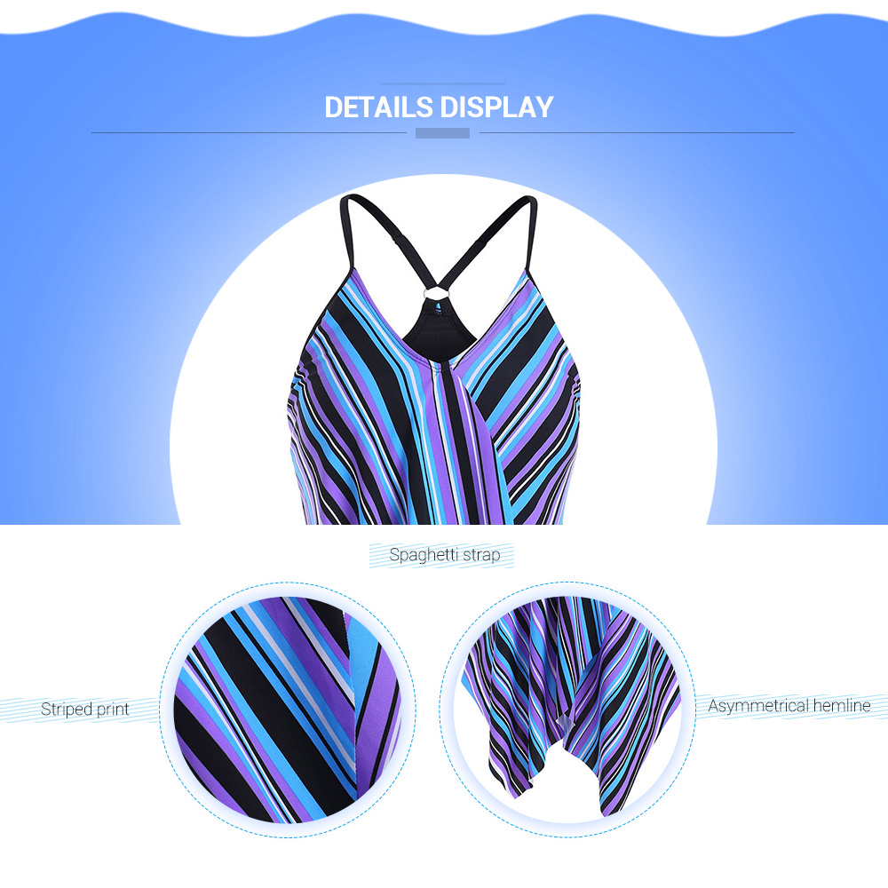 Striped Overlap Asymmetrical Swim Top