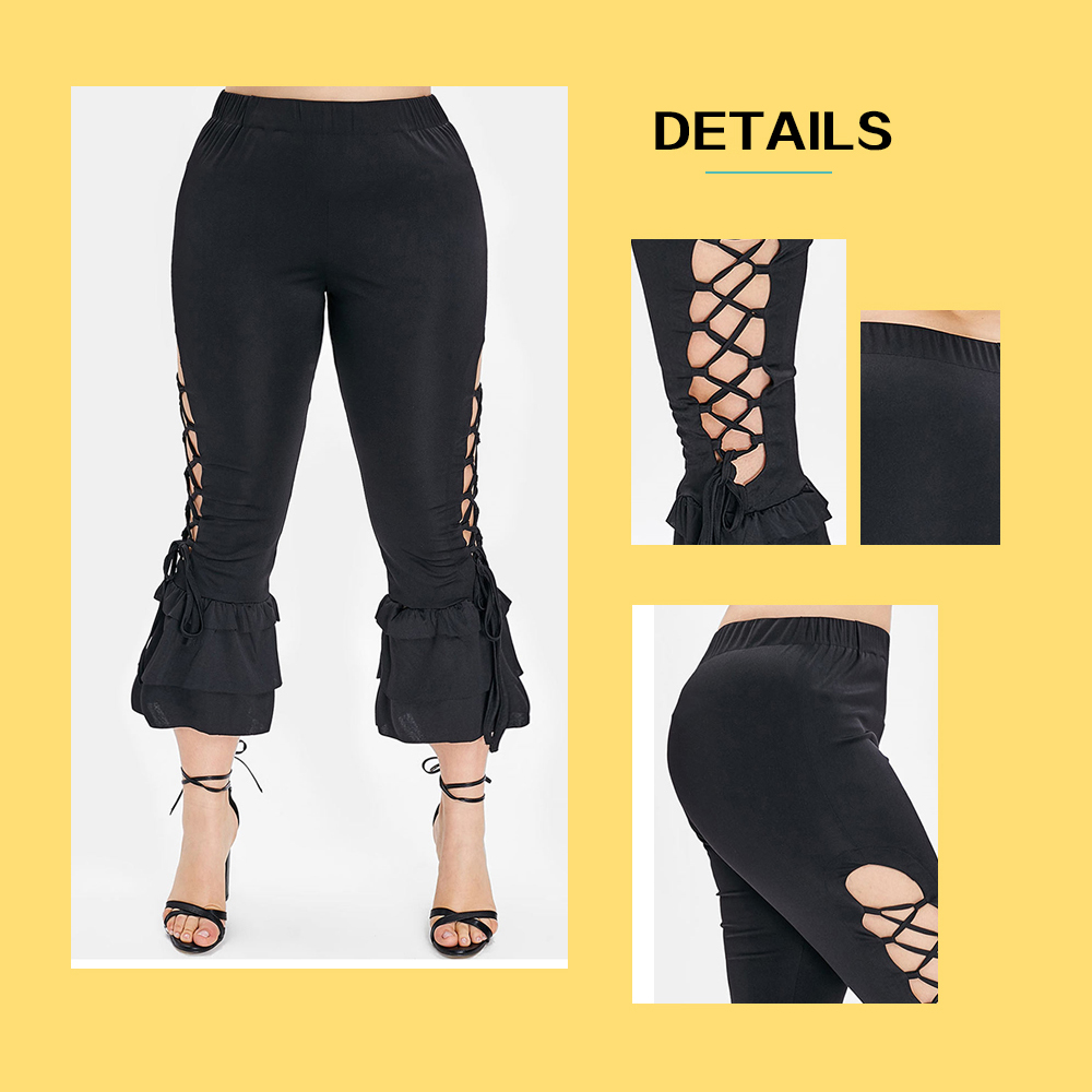 Plus Size Criss Cross Ruffle Pants