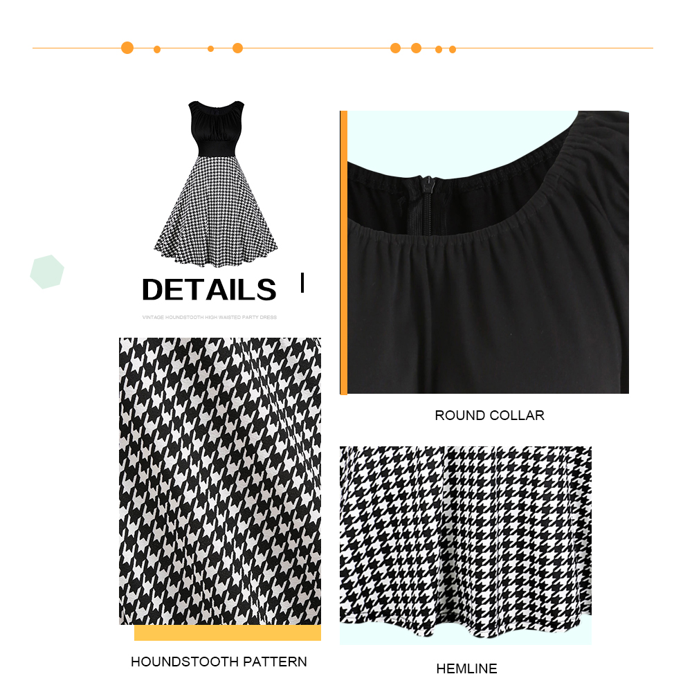 Houndstooth High Waisted Party Dress
