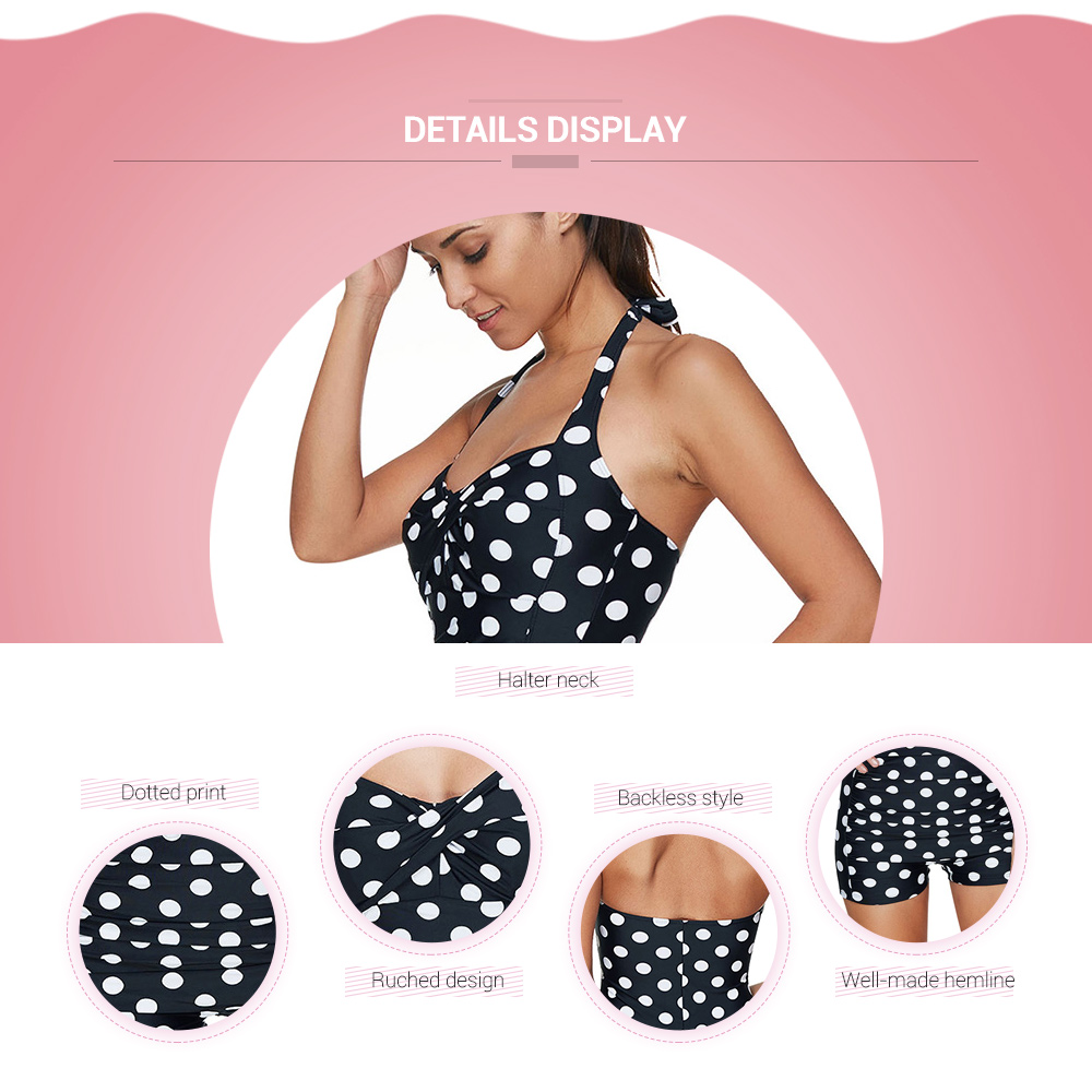 Polka Dot Halter Padded Swimsuit