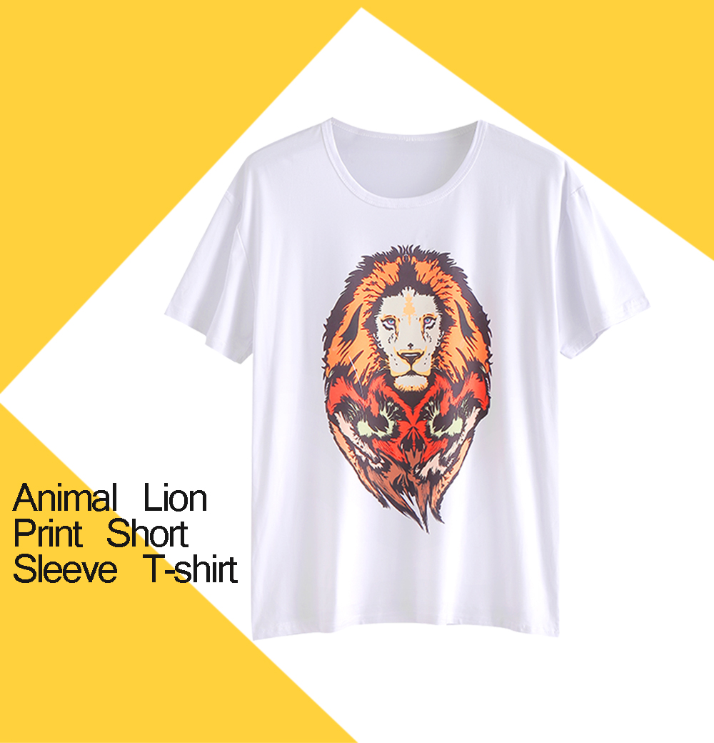 Animal Lion Print Short Sleeve T-shirt