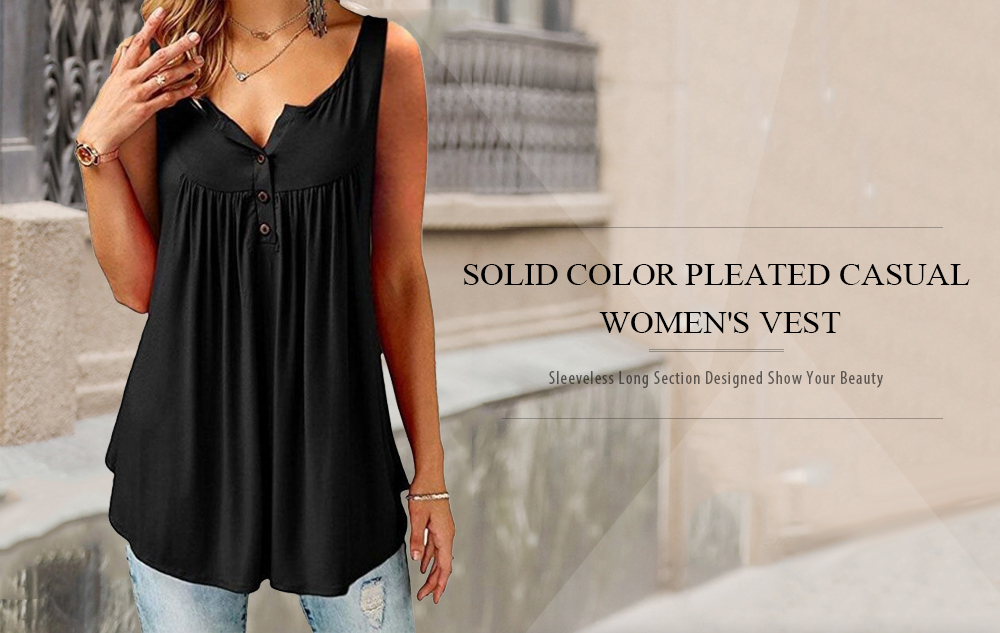 Solid Color Brace Tank Top Pleated Slip Camisole Sleeveless Casual Women's Vest