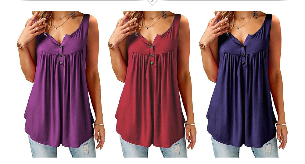 Solid Color Brace Tank Top Pleated Slip Camisole Sleeveless Casual Women's Vest