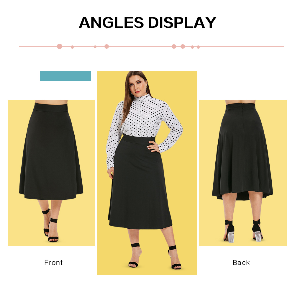 Plus Size Zip Up High Waist Skirt