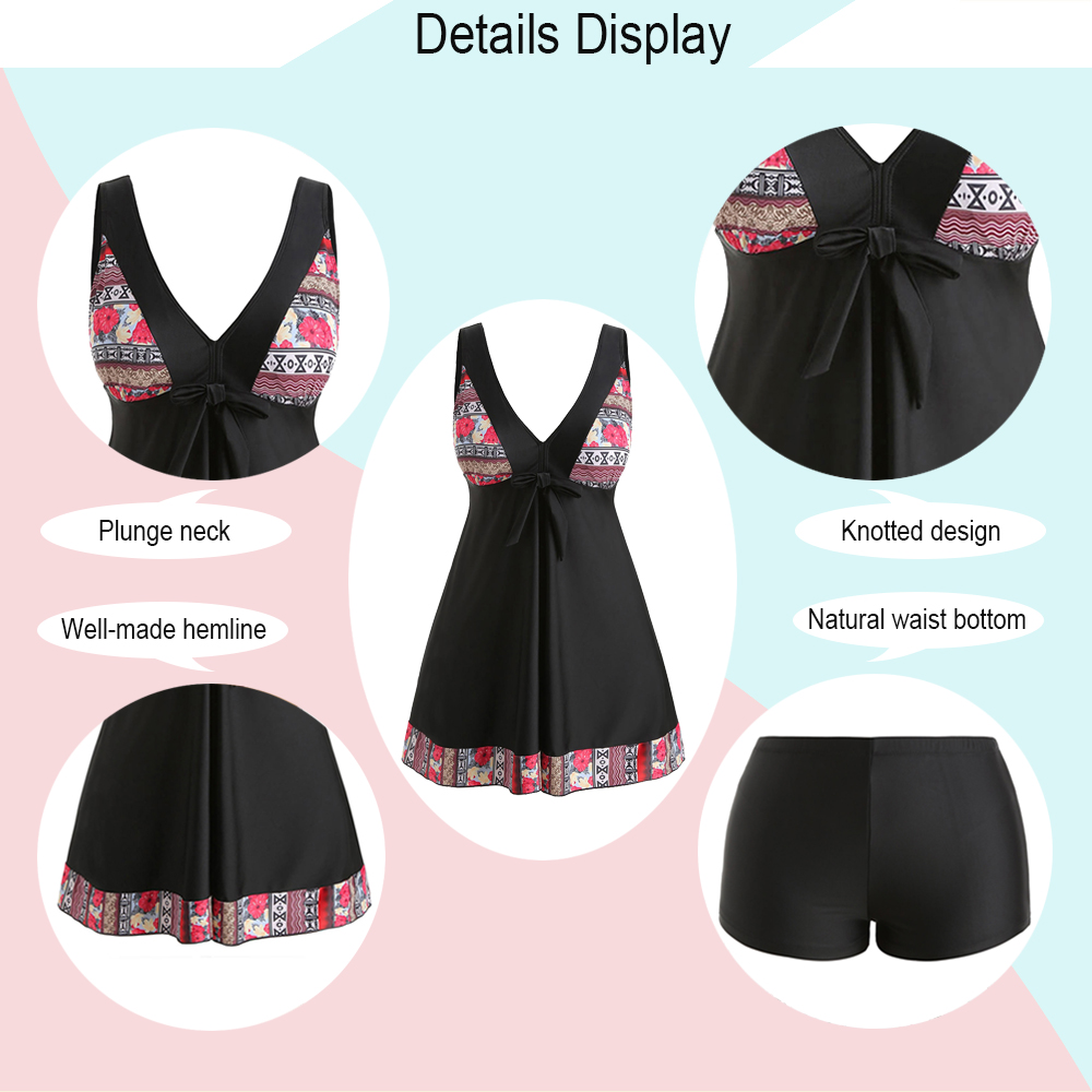 Floral Plus Size Skirted Tankini Set