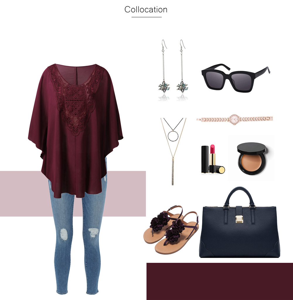 Plus Size Flutter Sleeve Long Blouse