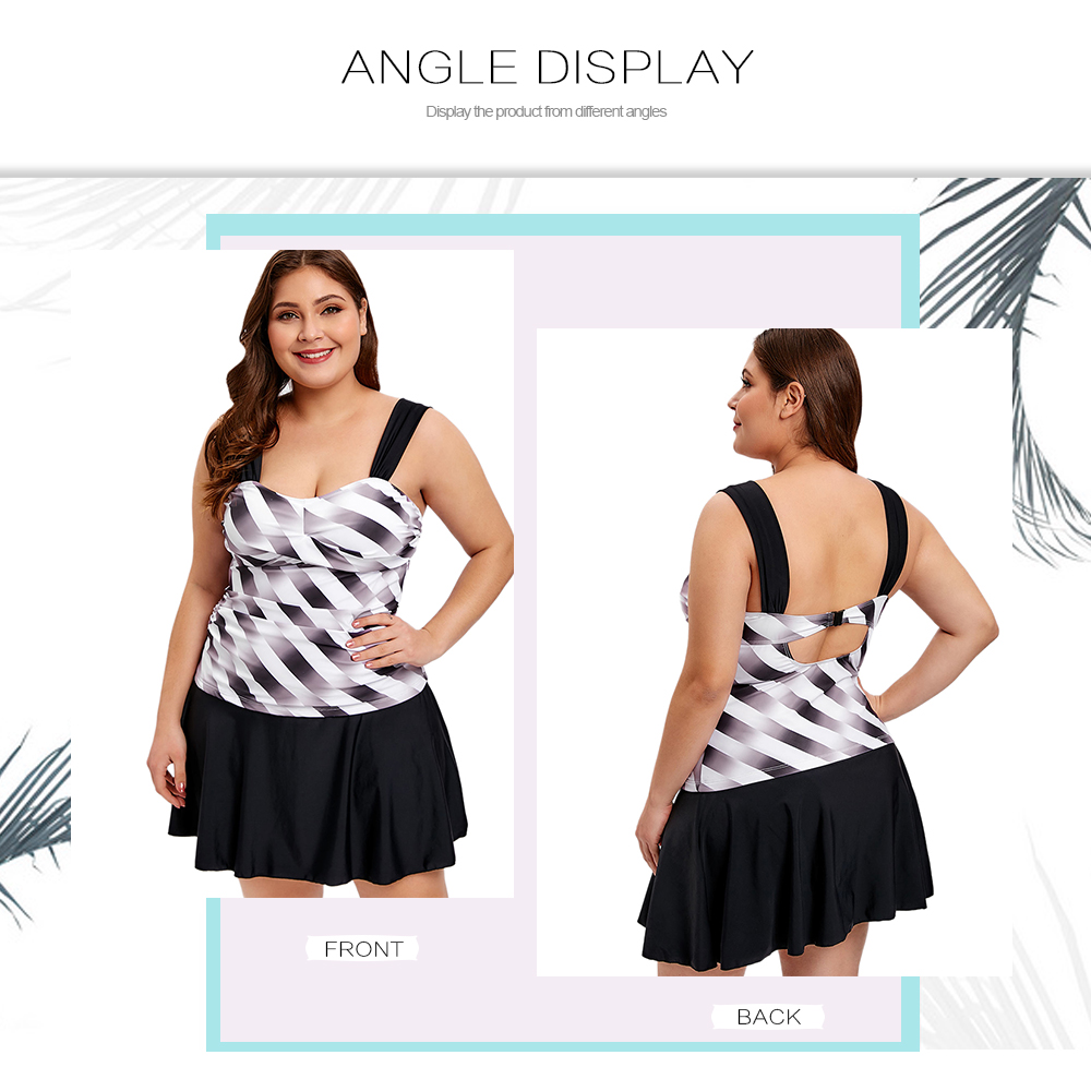 Plus Size Printed Halter Neck Tankini Set