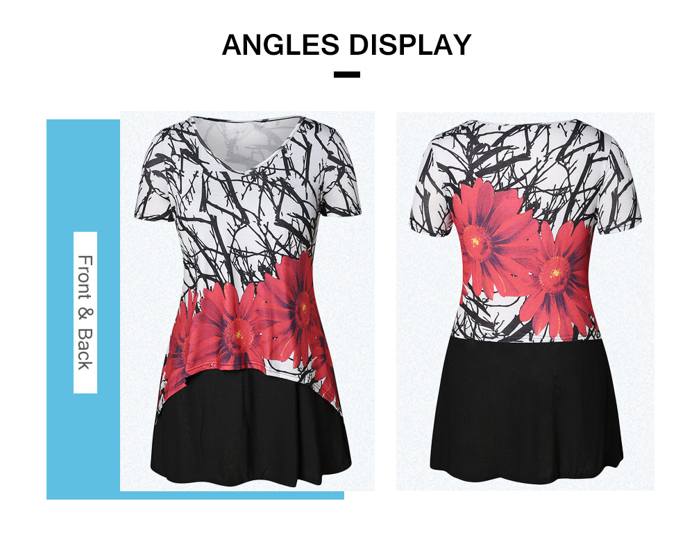 Plus Size Branch Floral Print T-shirt