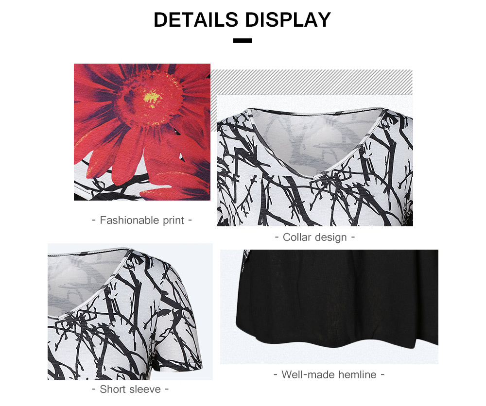 Plus Size Branch Floral Print T-shirt