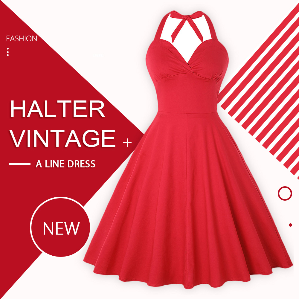 Halter Vintage Flare Dress