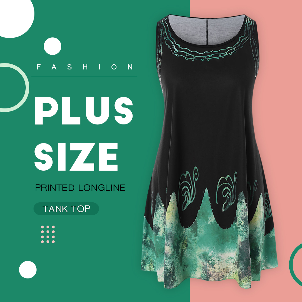 Plus Size Longline Graphic Tank Top