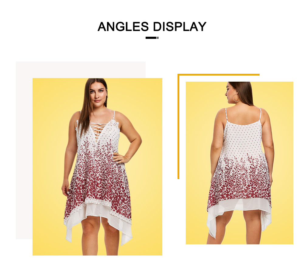 Plus Size Criss Cross Printed Cami Dress